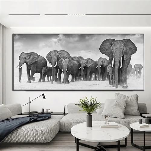 Broderie Diamant Kit Complet éléphants 90x180, l'artisanat anti-stress pour combler les grands murs