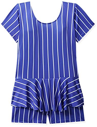 Image of I-SWIM LADIES COSTUME IS-105 ROYAL /WHITE LINES SIZE 4XL WITH GOGGLES SILICON JOINTLESS WITH BOX BLACK