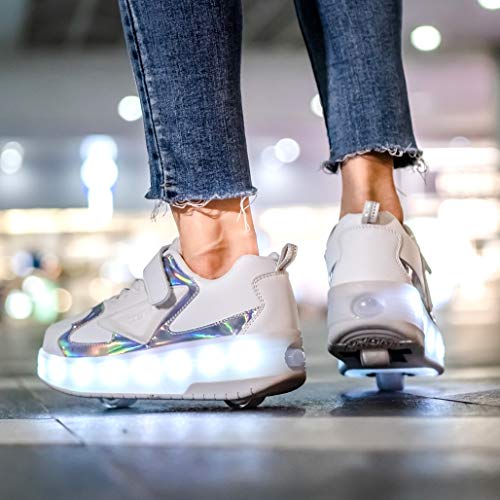 Image of HHSTS Kids Shoes - New Upgraded with Wheels LED Light Color Shoes Shiny Roller Skates Skate Shoes Simple Kids Gifts Boys Girls The Best Gift for Party Birthday Christmas Day