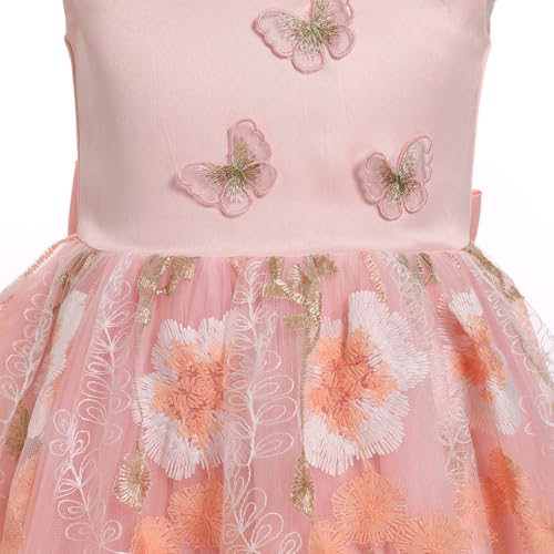 IDOPIP Embroidery Flower Girl Dress for Kids Wedding Bridesmaid Dresses Princess Birthday Party V-Back Bowknot Pageant Gown4