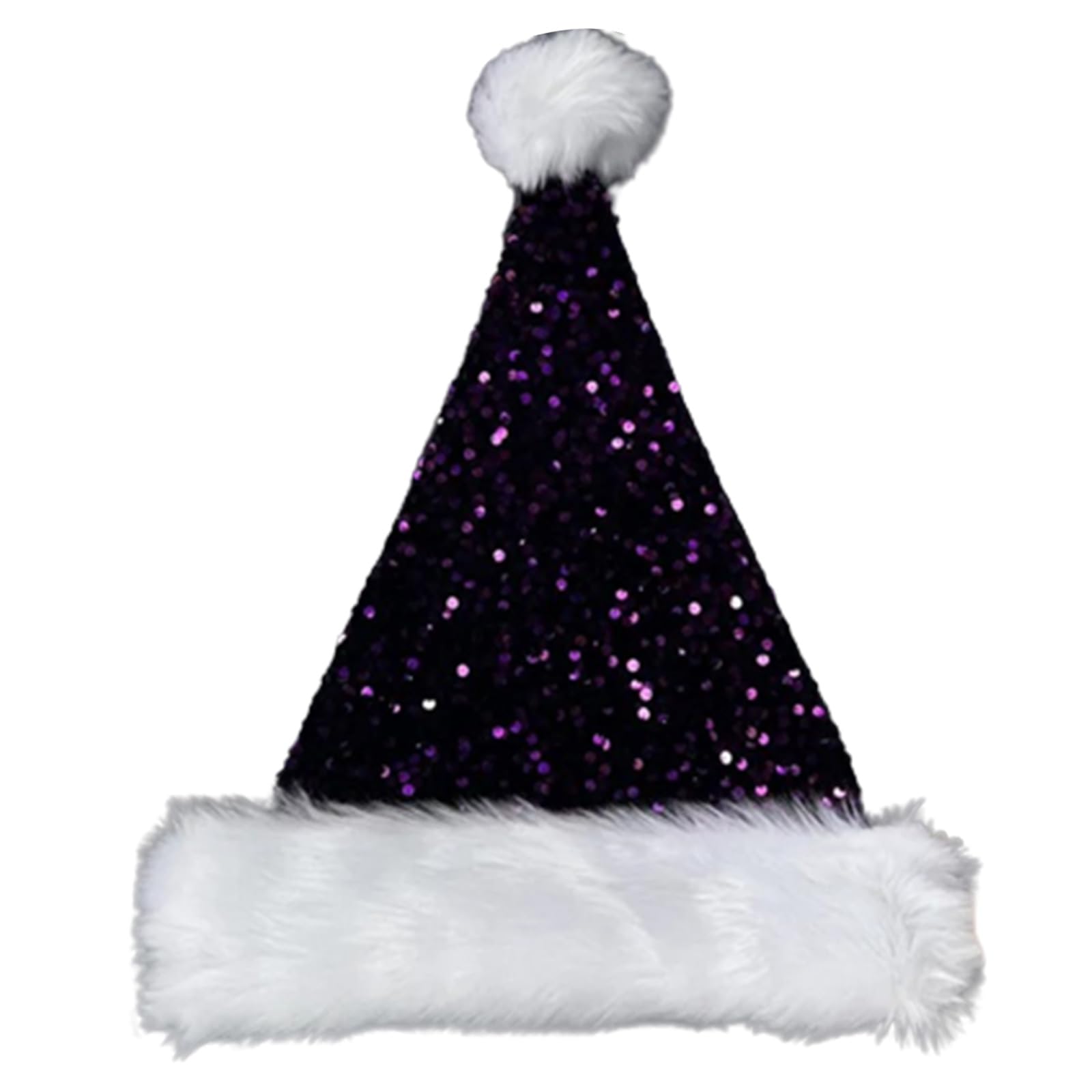 Elnwnnkc Christmas Santa Hat Sequins and White Furry Brim for Christmas Parties Dress Up Cosplay Sequins Studded Santa Hats Adult