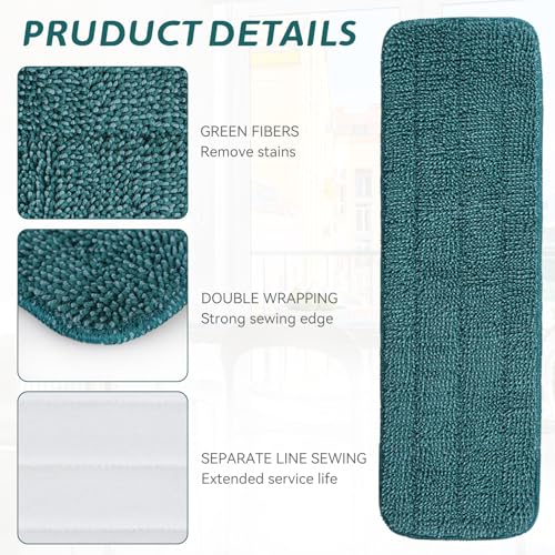 Image of Replacement Mop Pads Fit for Rubbermaid Commercial 18 inch and 17 inch Mop - 10 Pack Wet & Dry Commercial Cleaning Reusable Refills Fit for Any Microfiber Flat System 18 inch and 17 inch - Green