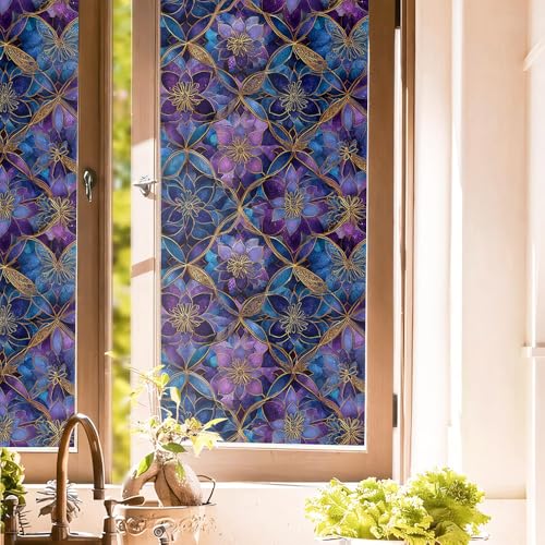 Vinilo decorativo de ventana azul púrpura de 40x300 cm miniatura 1