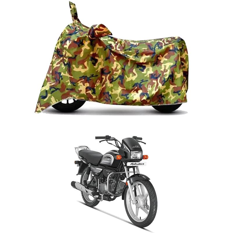 Image of Waterproof 100% PVC Coated Bike Scooty Two Wheeler Body Cover Compatible for Hero Splendor Plus i3S /UV-Rays /Heat Protection /Birds Dropping /Scratchproof /Dust Proof [6X6 Jungle Print]