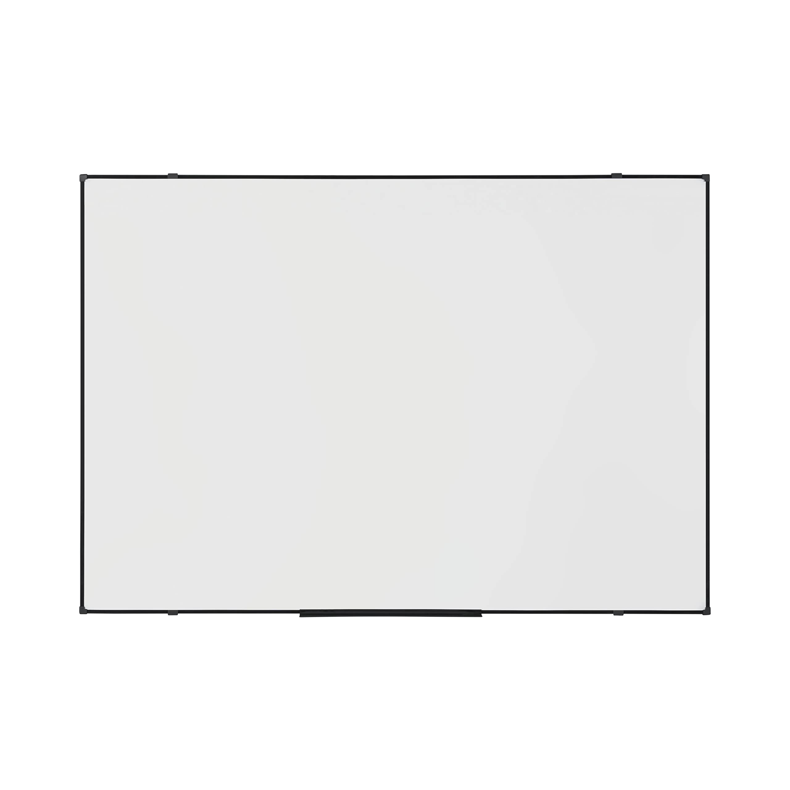 BoardsPlus Economy Magnetic Whiteboard, 105 x 75 cm, Dry Wipe Lacquered Steel Surface, Black Tech Alloy Frame, White