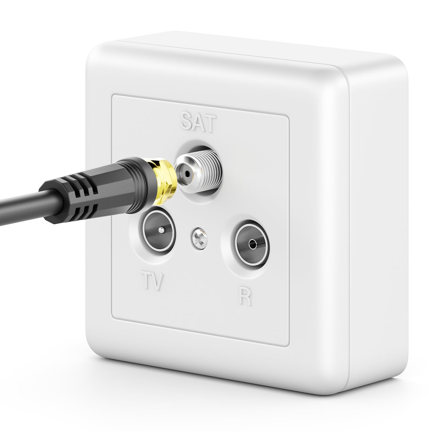 deleyCON 2m SAT TV Cavo Antenna Cavo Coassiale HDTV Quad Shield DVB-S DVB-S2 Radio DAB Guaina Current Filter Ferrite Core - Nero