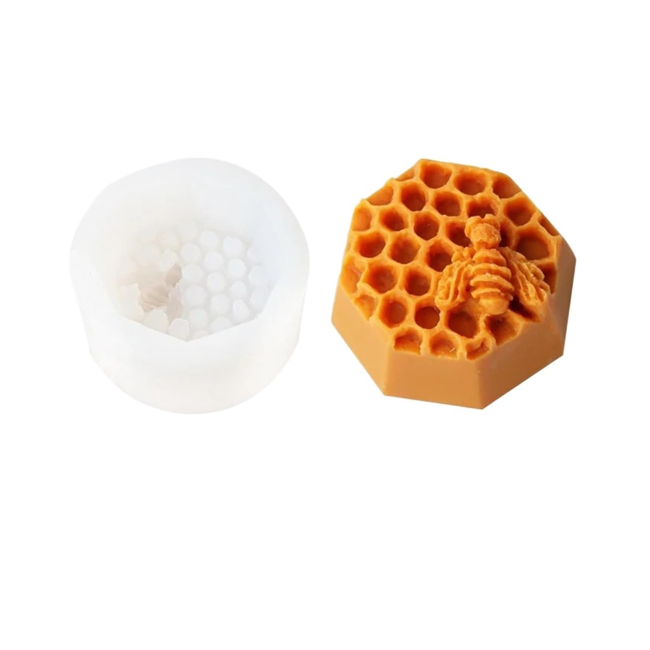 3D Flying Bee Honeycomb Candle Molds Silicone Handcraft DIY Geometric Pillar Hexagon Beehive Soap For Making for Making Soaps Bar(Bee Mold-Hexagon)