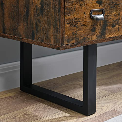 Moderion Computer Desk For Home Office With 4 Large Drawers, Rustic Wood Writing Study Table Metal Frame, 59” X 21.7” 29.5”, Color Block Desktop,Easy Assembly, Vintage And Black Ctsz20401Cm #TOP7