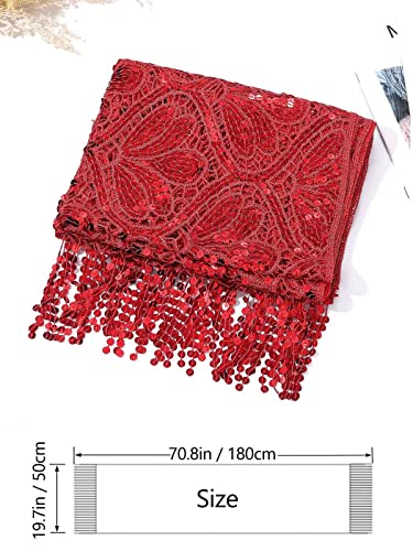EASEDAILY Women Sequin Shawls and Wraps for Evening Dresses Sparkly Fringe Bridal Scarf4
