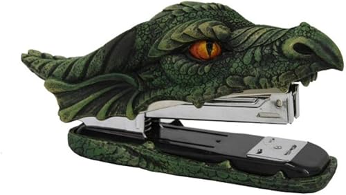 Pacific Giftware PT Dragón Cabeza Verde Ojos Dorados Decorativo Funcional Grapadora Estatuilla Oficina Escritorio Papelería