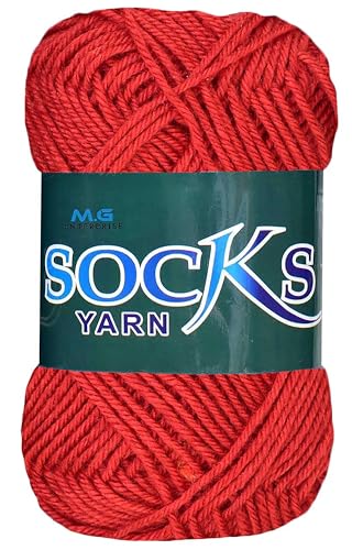 Image of M.G ENTERPRISE Premium Socks high Strength Nylon Yarn Suitable for Socks, Accessories, and Home Decor. Red 400 GMS-LQ Art-ABHB