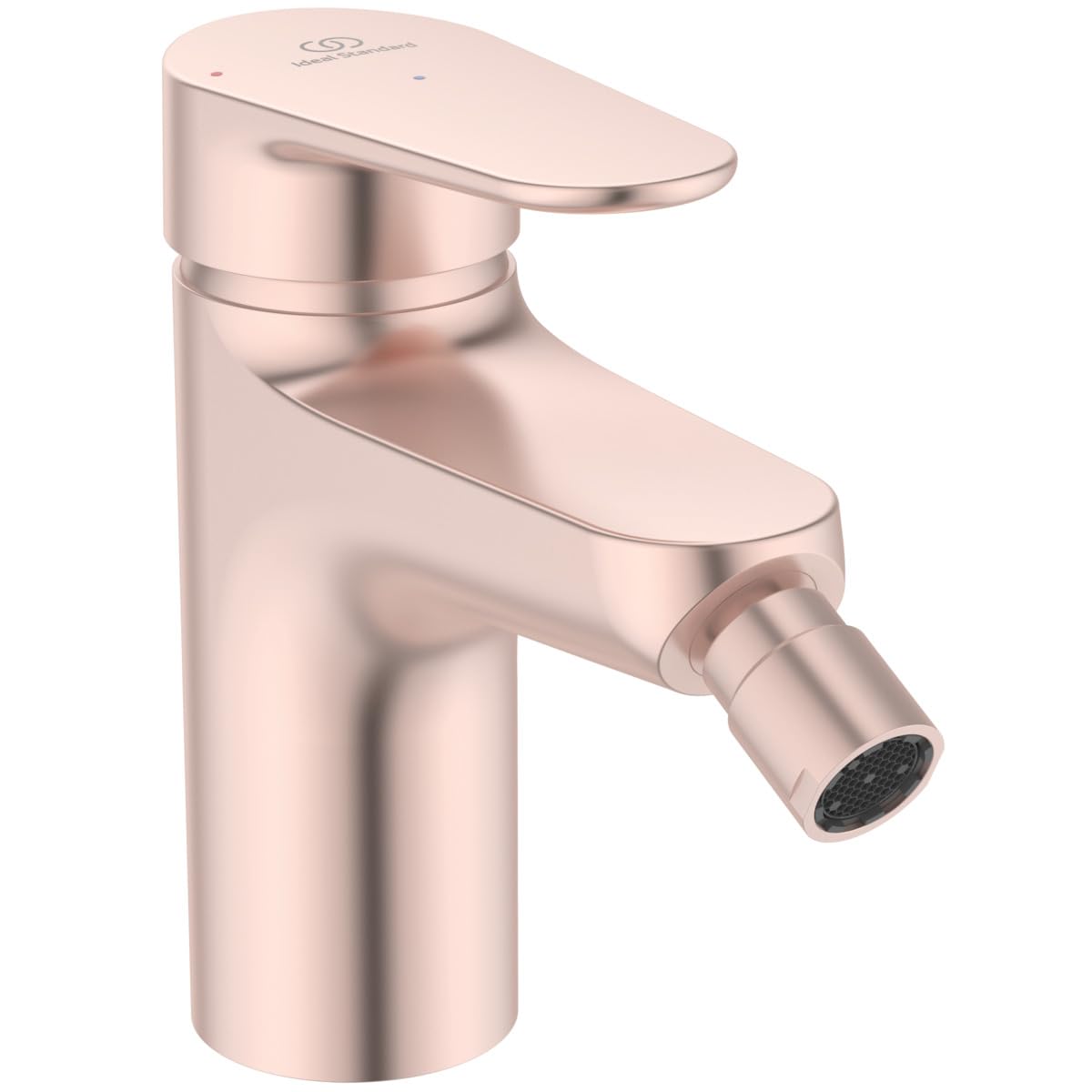Ideal Standard – Alu+ Miscelatore per bidet, 115 mm proiezione del beccuccio, Raddrizzatore di flusso, risparmio d'acqua, tecnologia Blue Start, FirmaFlow, elementi principali in alluminio, Rosé