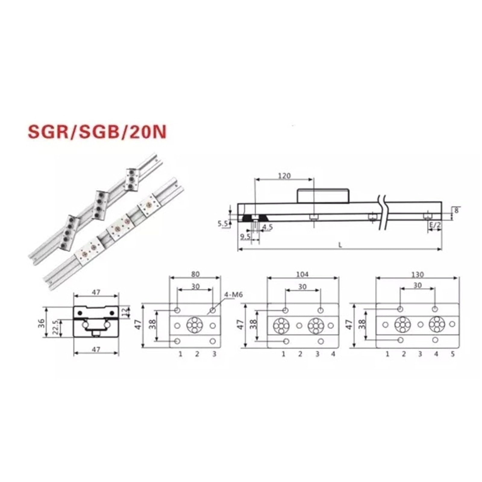 riel de guía lineal SGR15N Guía lineal incorporada de doble eje con deslizador SGB