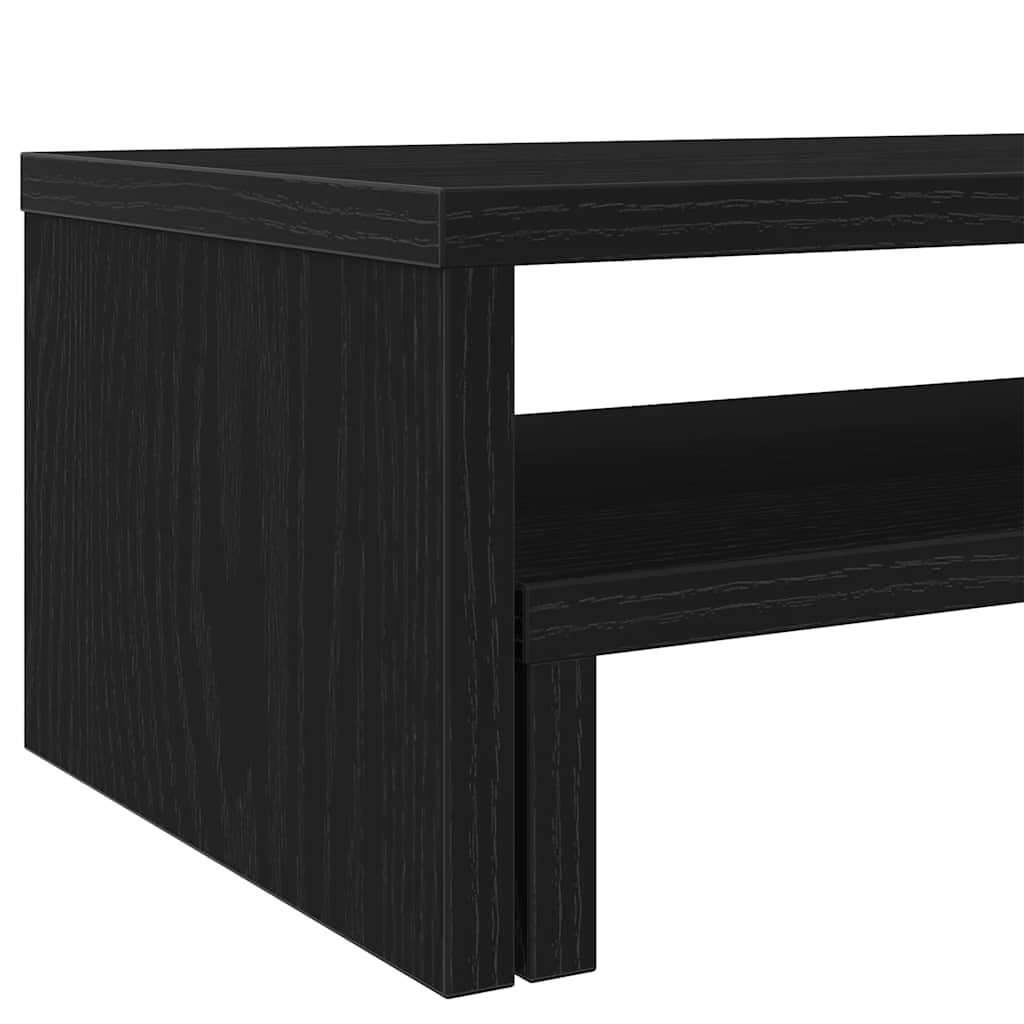 Supporto per monitor nero, effetto rovere, 54 x 22 x 15 cm, in legno, regolabile in altezza, ergonomico, per ufficio, casa, gaming, laptop, PC, notebook, gestione dei cavi, ripiano