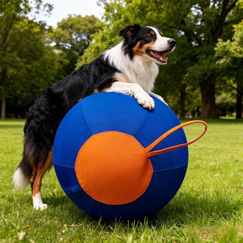 Hauwthg Herding Ball Hund, 45 cm PVC Beruhigender Jumbo Ball Mit Pumpe, Bissfester Treibball Für Hütehund, Aufblasbarer Hundeball, Hundespielball Für Border Collie, Australian Shepherd-2