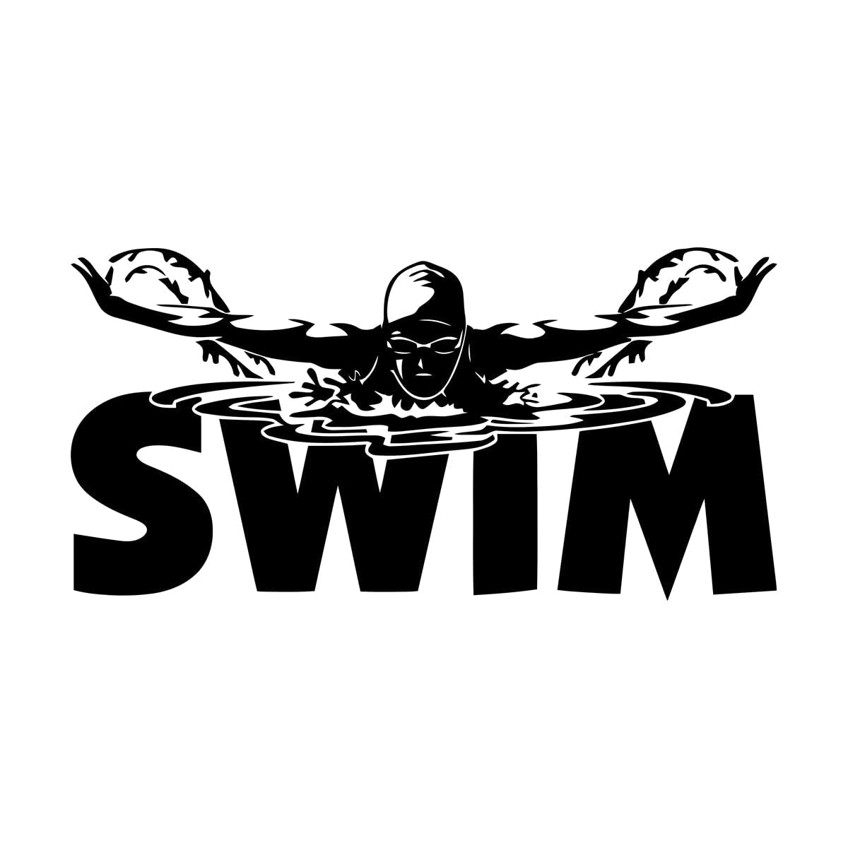 Lzhouting Wall Stickers 1286 Swimmer Vinyl Wall Decal Bathroom Ornament Swimming Pool Water Sports Swim Decorative Sticker For Children's Room Art Small - 28X56cm