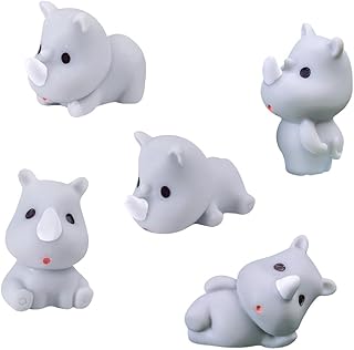 MAOMIA 10 Pcs Cute Rhinoceros Figure Animal Toys Set Cake Topper, Micro Landscape Decor Fairy Garden Miniature Rhinos Figurines Collection Playset for Christmas Birthday Gift Desk Decorations