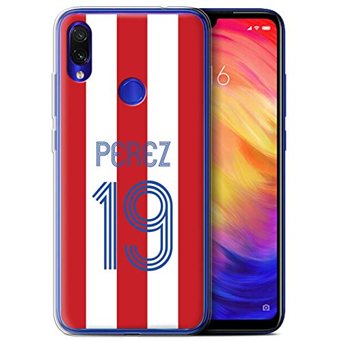 Personalizado Kit Camiseta Club Fútbol Euro Personalizar Funda TPU/Gel para el Xiaomi Redmi Note 7/7 Pro/7S / Rayas Blancas Rojas...