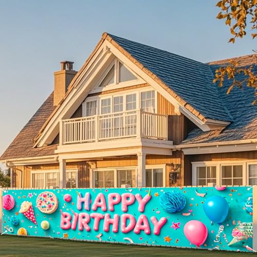 Image of Nuxovilar Happy Birthday Yard Banner 79x18 Inches Polyester
