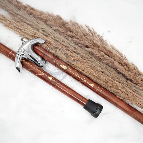 Premium Chromed Deluxe Walking Sticks | Rosewood Crafted Walking Cane with Solid Brass Chrome Decorative Bars | Walking Canes & Crutches | Nagina International (Crane Hook, 36 Inches)