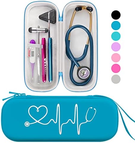 BOVKE Stethoscope Case for 3M Littmann Classic III Monitoring, Lightweight II S.E, Cardiology IV Diagnostic Stethoscopes - Extra Room fits Pen Light Scissors Pulse Oximeter Nurse Accessories, Black