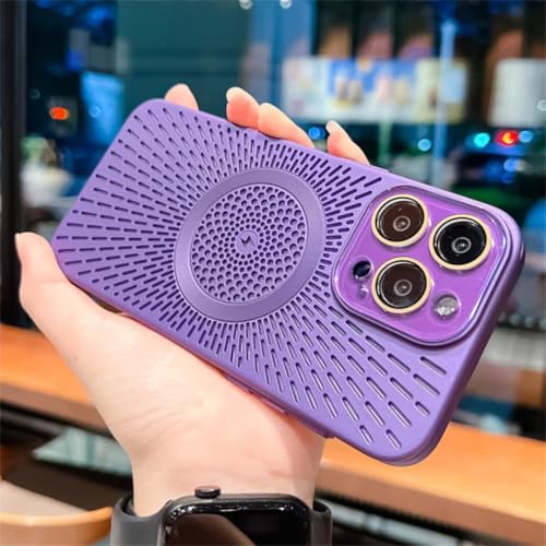 Coque iPhone 13 Pro violet foncé ultra fine et respirante pour charge sans fil