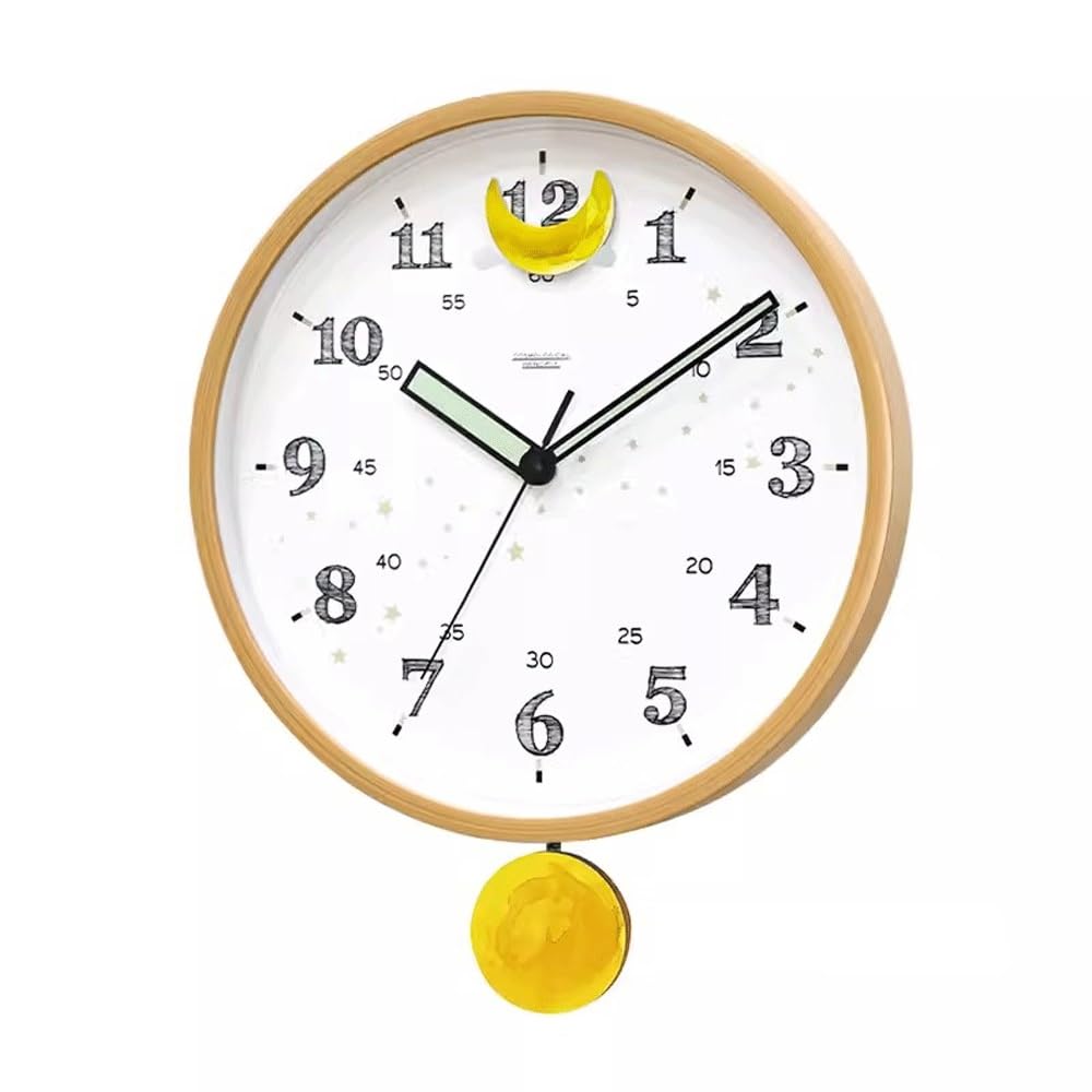 Aioneer Wall Clock Creative Swinging Living Room Bedroom Wall Clock Simple Silent Mounted Luminous-White