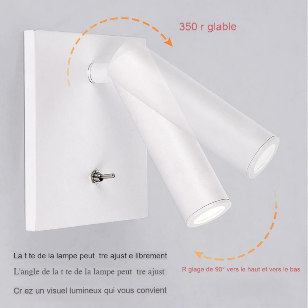 LED Chambre lampe de chevet Hôtel encastré Ingénierie liseuse, tête de lit Hôtel moderne Focused lampe d'éclairage Accent, 3W Night Lights Sconces Mur réglable Spotlight (Color : Matte black)