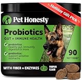 Pet Honesty Probiotics for Dogs - Digestive Enzymes Promotes Gut Health, Dog Probiotics for Bowel Support, Fiber for Regularity, Prebiotics for Immune Health & Gut Flora (Pumpkin, 90 ct)