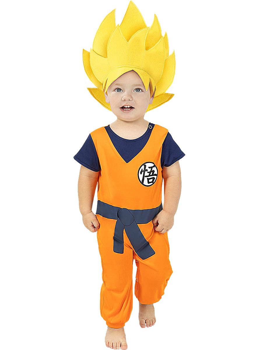 Funidelia | Disfraz de Goku Dragon Ball para bebé Son Goku, Bola de Dragón, Manga - Disfraz para bebé y divertidos accesorios para Fiestas, Carnaval y Halloween - Naranja