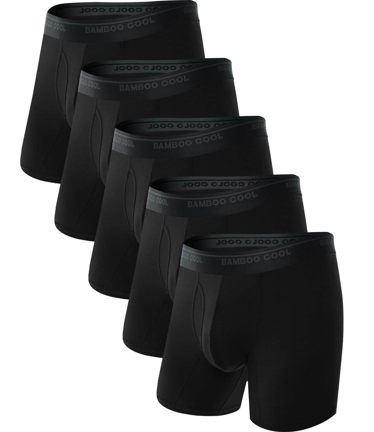BAMBOO COOL Men's Underwear Boxer Briefs Ultra Breathable Stretch No Riding Up with Fly Multipack
