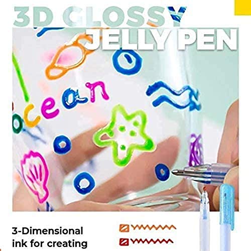 6 bolígrafos gel blanco 3D efecto brillante miniatura 5