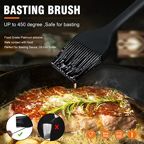 Image of Walfos Silicone Basting Brush Set, 5 Pieces Heat Resistant Pastry Brush, Perfect for Baking,BBQ Grill,Kitchen Cooking,Strong Steel Core and One-Pieces Design,BPA Free and Dishwasher Safe
