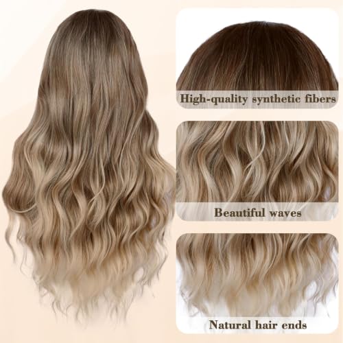 Image of NAYOO Blonde Wig for Women,26 Inch Lace Hairline Middle Part Synthetic Wig