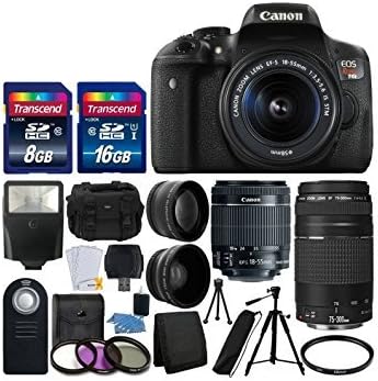 Canon EOS Rebel T6i 24.2MP Digital SLR Camera Bundle with Canon EF-S 18-55mm f/3.5-5.6 IS STM [Image Stabilizer] Zoom Lens & EF 75-300mm f/4-5.6 III Telephoto Zoom Lens and Accessories (18 Items)