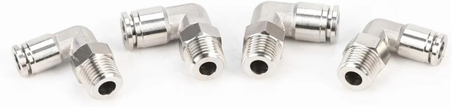 GUMMMY M5 1/8" 1/4" 3/8" 1/2" BSP Male Thread Elbow Pneumatic 304 Stainless Steel Push in Quick Connector Release Air Fitting Plumbing(6mm OD Hose,3/8")