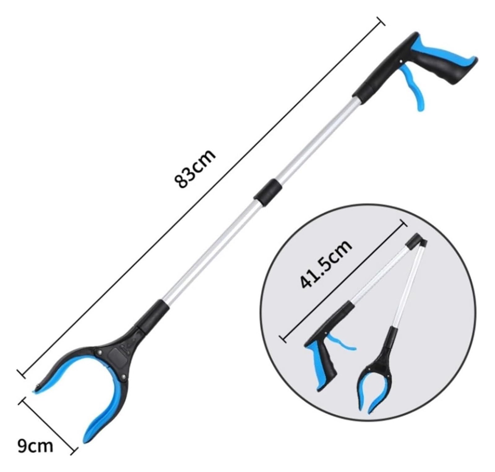 Pince Ramasse Objet, Outils de Ramassage, Bâton de ramassage Long et Pliable avec Pince à déchets magnétique à Forte adhérence(Blue)