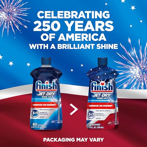 Image of Finish Jet-Dry Dishwasher Rinse Aid, Compatible with Dishwasher Detergent, Prevents Spots & Residues, Dries, Shine & Protects, 8.45 oz, 80 Washes.