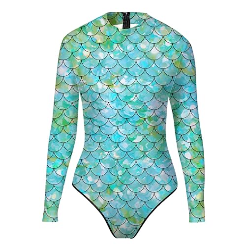 Maillot de bain plage et natation manches longues motif écailles