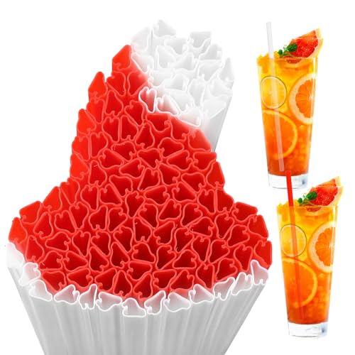 Pitillos plásticos desechables 100 pcs rojo y blanco miniatura 1