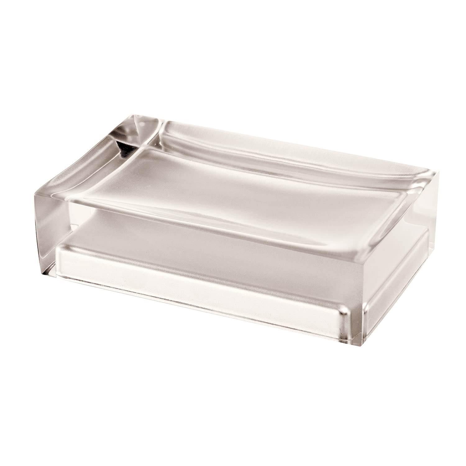 Gedy Auckland Soap, Measures and Weight: 3 x 11 x 7 cm & 0.13 kg, Solid Soap Holder in Transparent Resin, Light Taupe Finish