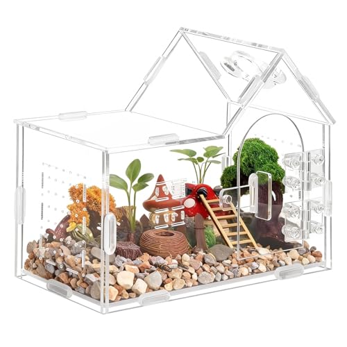 StyEdEk Jumping Spider Enclosure Small Acrylic Spider Cage Insect Terrarium Bug Enclosure Tarantula Enclosure Reptile Terrarium for Snail Mantis Lizard and Small Reptiles - Big House Shape