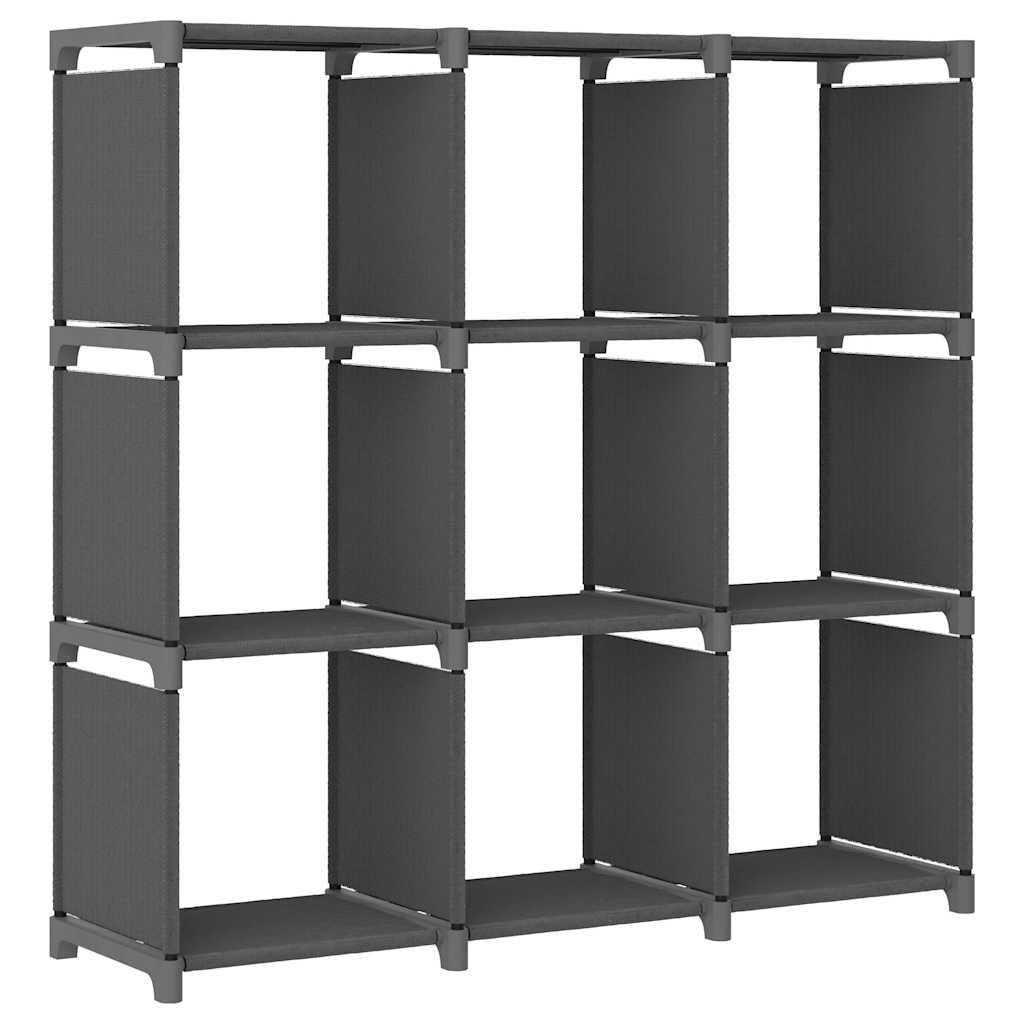 Würfelregal 9 Fächer Standregal Grau Stoff Stahl 103x30x107,5cm