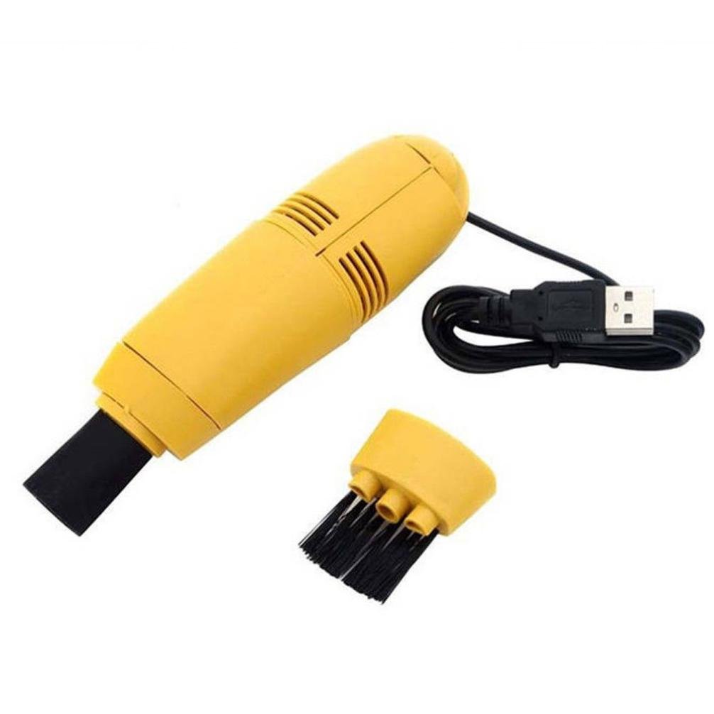 Exteren Mini Computer Vacuum USB Keyboard Cleaner PC Laptop Brush Dust Cleaning Kit Brush Fur (Yellow)