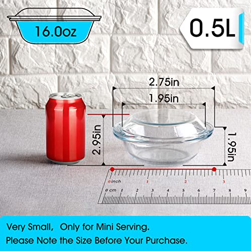 Mini-0.5 Liter Glass Casserole Dish With Glass Lid, Round Oven Safe Glass Bakeware With Handles #TOP1