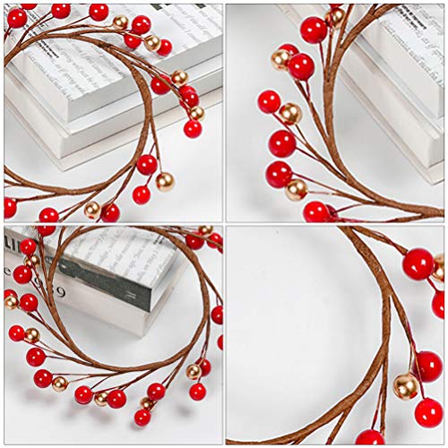 Amosfun Set of 6 Artificial Berry Wreath Candle Holder Tea Light Rings Mini Berry Garland Napkin Rings Wedding Xmas Party Table Decoration Christmas Decoration 9 x 9 cm - Image 4