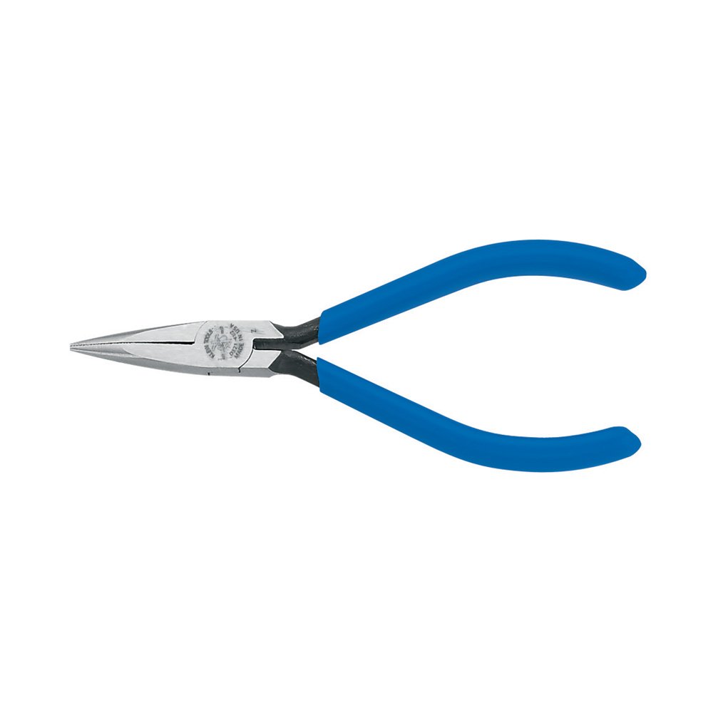Klein Tools D321-41/2C Electronics Pliers, Slim Needle Nose, Spring Loaded, 5-Inch, Lightweight, Knurled Jaws, Curved Handle