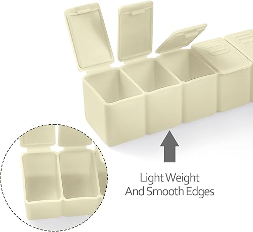 Miniatura 8 de Fouews Organizador semanal de píldoras pequeñas, pastillero de 7 días, caja de medicina diaria de vitaminas, recipientes de píldoras para
