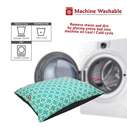 Image of Majestic Pet Large Rectangle Dog Bed Washable Non Slip Comfy Pillow Bed Super Value 46 x 35 Inch Teal