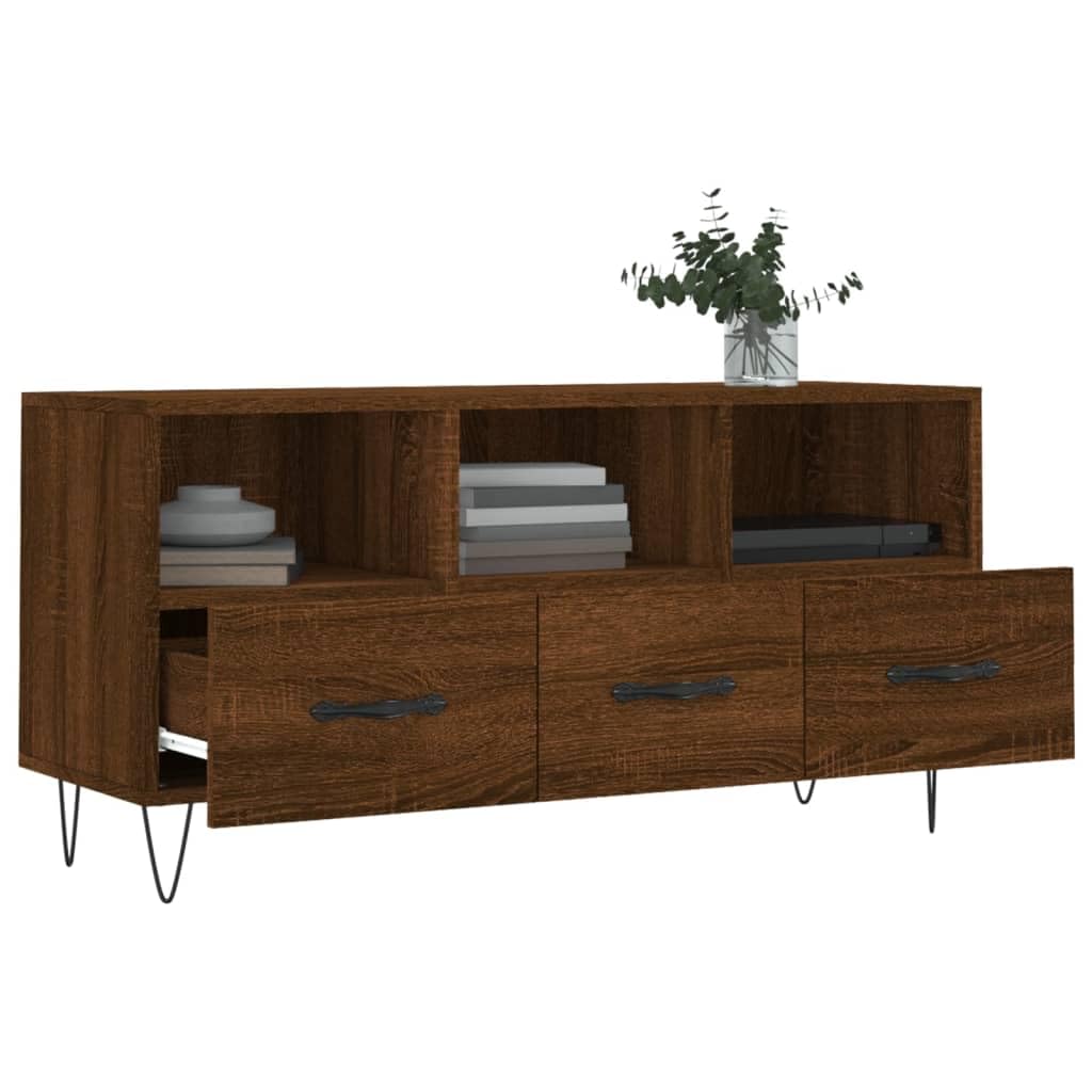 Homgoday Szafka TV Drewno inżynieryjne brązowy dąb 102x36x50 cm, szafka pod telewizor salon jadalnia stół kawowy telewizor sprzęt muzyczny szafa meble telewizor meble typ 5